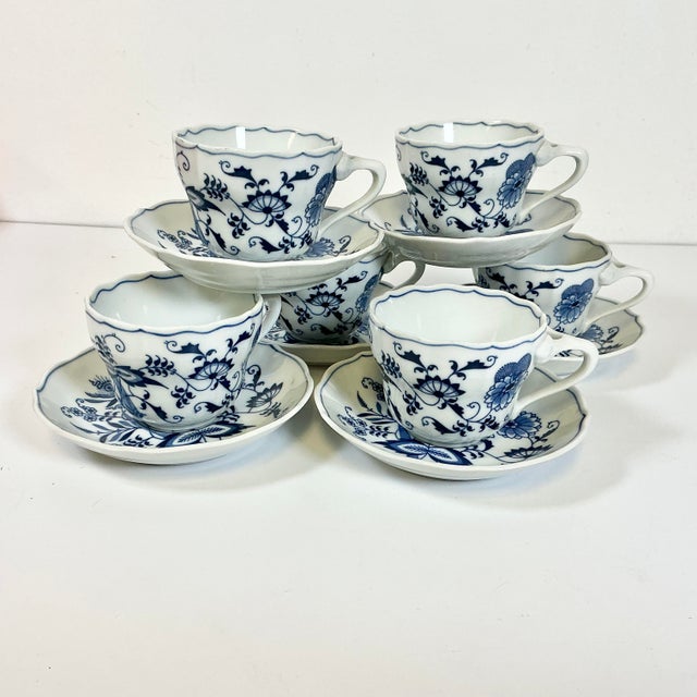 Vintage Home is pleased to present these Blue Danube Cup and Saucer Sets from Japan. The vivid Meissen blue onion design...