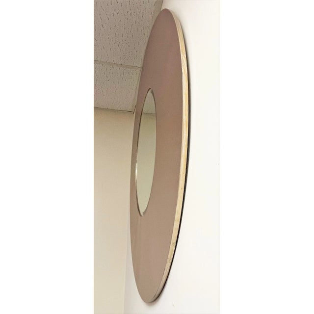 Mid 20th Century Mid Century Modern Monumental Platinum Silver Round Wall Mirror For Sale - Image 5 of 13