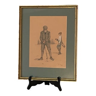 Early 20th Century American Golf Illustration, Framed For Sale