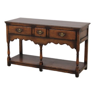 English Tudor Oak 2 Tier Console Table For Sale