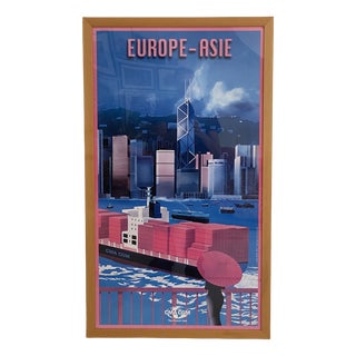 Cargo Ship French Line CMA CGM 2000 Europe/Asia Poster by Richard Roussel For Sale