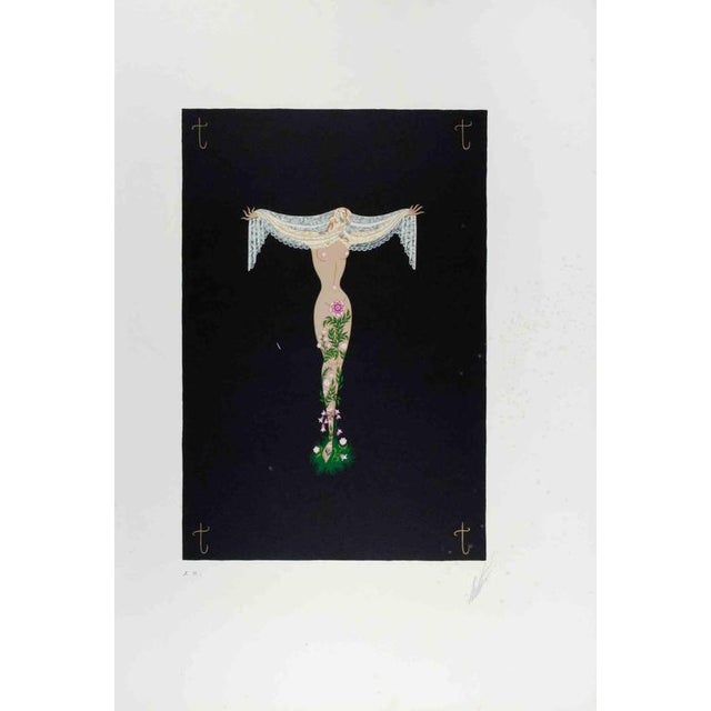 Erté, Nude Letter T, 1976, Lithograph For Sale - Image 4 of 4