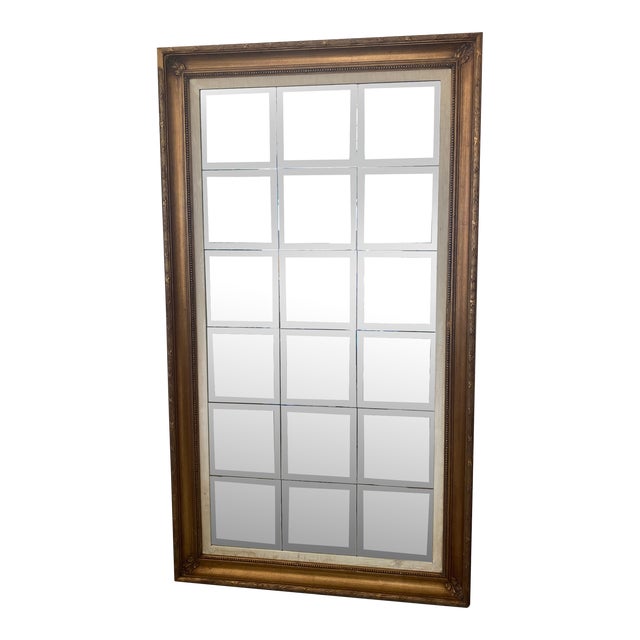 French Gilt Tall Dressing Mirror With Window Panels For Sale