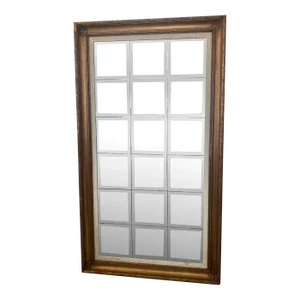 French Gilt Tall Dressing Mirror With Window Panels