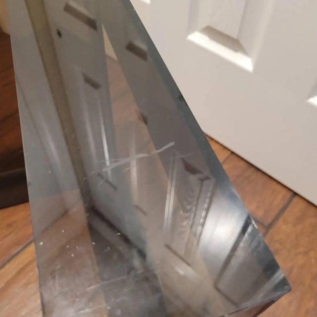 Vintage 1970s Smoked Lucite Acrylic End Table With Beveled Top For Sale - Image 4 of 16