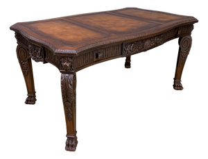 Chippendale Style Writing Table in Carved Mahogany, 1900
