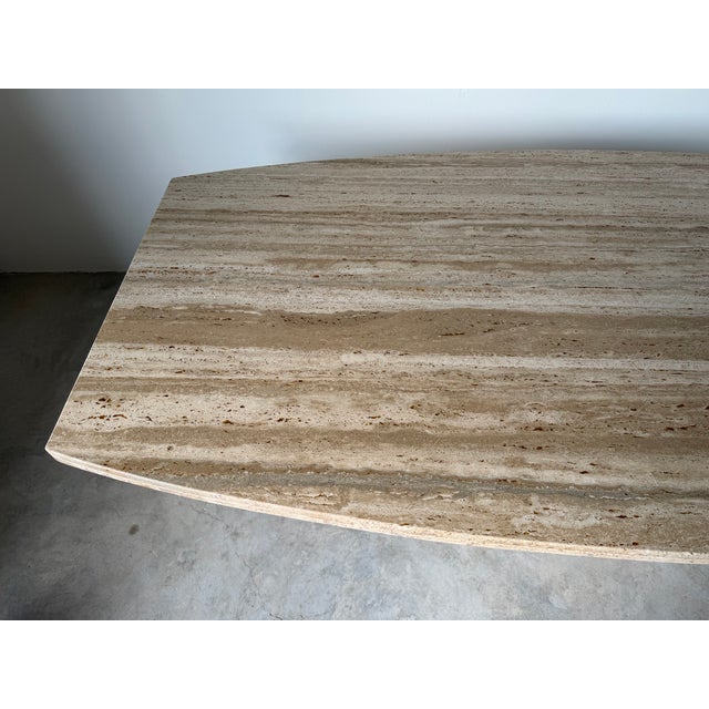 1980’s Vintage Italian Postmodern Travertine Dining Table With Sculptural Base For Sale - Image 11 of 18