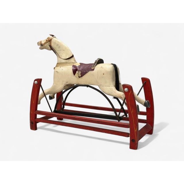 Victorian, Painted Wood, Primitive Rocking Horse, Usa, 19th C. For Sale - Image 4 of 13
