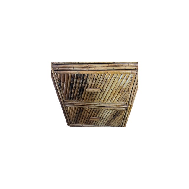 Wood 1970s Split Reed Bamboo Desk or Vanity Table With Mirror For Sale - Image 7 of 13