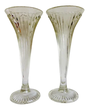 19th Century Cast Early American Trumpet Vase Shelf Supports - a Pair