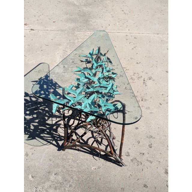 Late 20th Century Late 20th Century Hand Made Copper Triangle Mangrove Coffee Table Botanical For Sale - Image 5 of 16