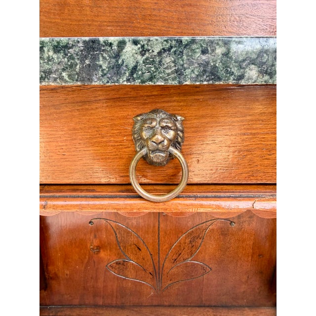 1880s Eastlake Aesthetic Movement Walnut Hall Mirror With Marble Shelf & Drawer For Sale In Los Angeles - Image 6 of 16