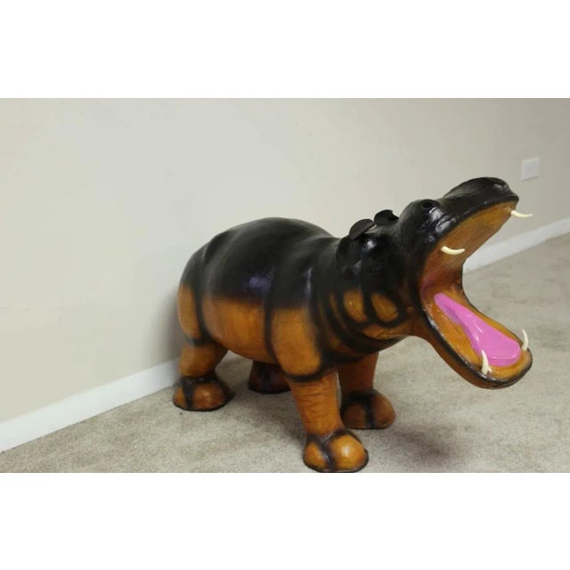 Safari Handmade Paper Mache Big Hippo Figurine For Sale - Image 3 of 4