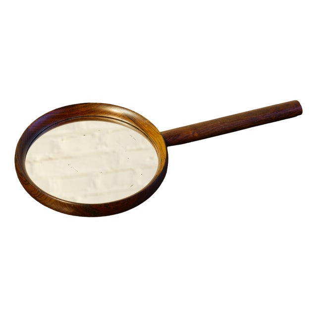 Rosewood Hand Mirror by Uno & Osten Kristiansson for Luxus, Sweden, 1950s For Sale