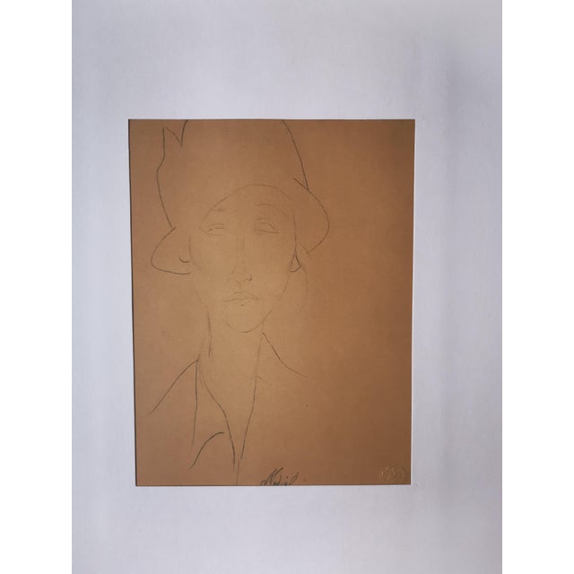 Amedeo Modigliani, Portrait of a Woman with a Hat, 1959, Original Lithograph For Sale - Image 6 of 12