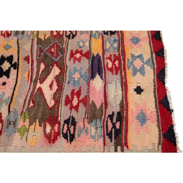1960s Vintage Turkish Kilim Multicolor Handmade Tribal Wool Rug For Sale In New York - Image 6 of 8