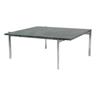 Coffee Table in Steel and Green Marble attributed to Poul Kjærholm for Fritz Hansen, 1970s For Sale
