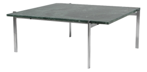 Coffee Table in Steel and Green Marble attributed to Poul Kjærholm for Fritz Hansen, 1970s