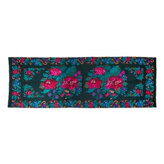 Vintage Romanian Floral Wool Flatweave Scoarță Rug with Rose Bouquet Pattern, 1960s For Sale
