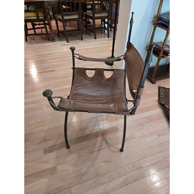 Metal Mid Century Wrought Iron and Brass Savonarola Chairs - A Set For Sale - Image 7 of 11
