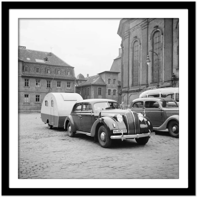 Car, Trailer at Heiligeistkriche Church Heidelberg, Germany 1938, Printed 2021 For Sale - Image 4 of 5