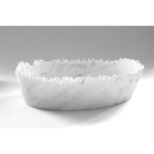 Drap D Oval Decorative Bowl in Bardiglio Marble by Bufalini Marmi For Sale - Image 4 of 8