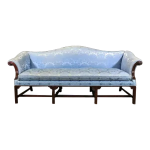Blue Damask Chippendale Sofa, Circa 1880