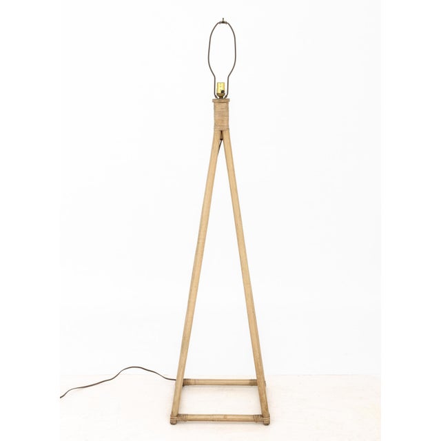 Modern Bamboo Pyramid Tower Floor Lamp, pyramid base with single light socket. 64" H x 16" W x 16" D. Provenance: From a...