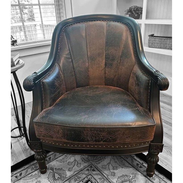 Elevate Your Living Space With the Timeless Elegance of Leather Accent Chair Set. For Sale In Raleigh - Image 6 of 9