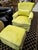 Chartreuse Custom Designer Upholstered Armchair & Ottoman Set of 3 For Sale - Image 4 of 8