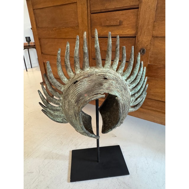 Vintage African Headress Currency Piece on Custom Stand For Sale - Image 4 of 12