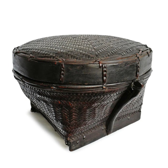 Asian Vintage Akha Thai Basket W/Lid For Sale - Image 3 of 7