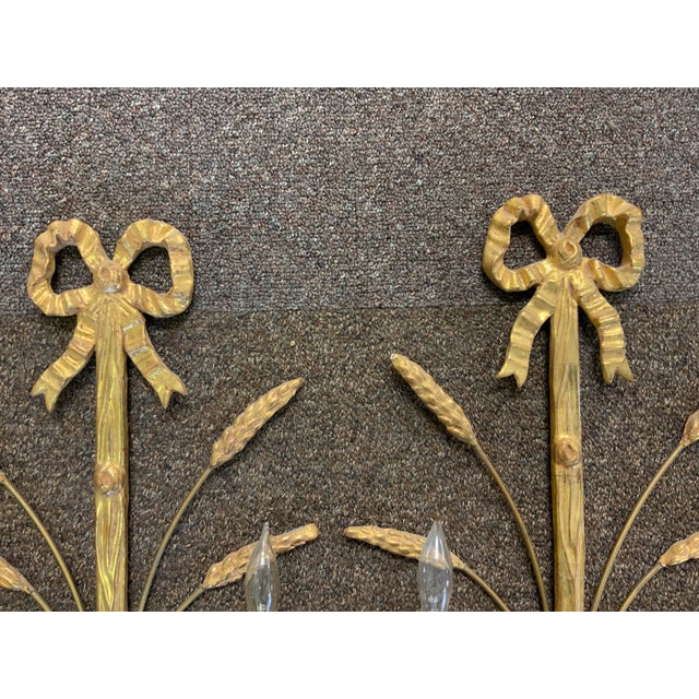 Traditional 20th Century Pair Gilt Sconces For Sale - Image 3 of 9