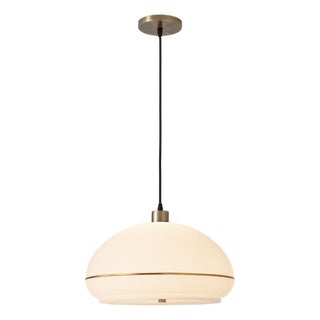 Nova of California Modern Brass Pendant Light - Dinning and Kitchen Ceiling Lighting Fixure, White Lucite Shade, Chandelier For Sale