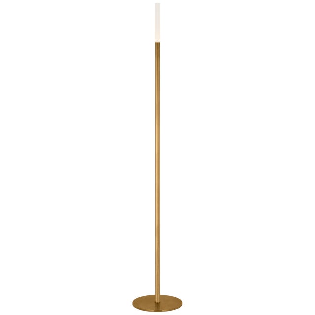 Modern Kelly Wearstler by Visual Comfort Signature Rousseau 60" Floor Lamp in Antique-Burnished Brass with Etched Crystal For Sale - Image 3 of 3