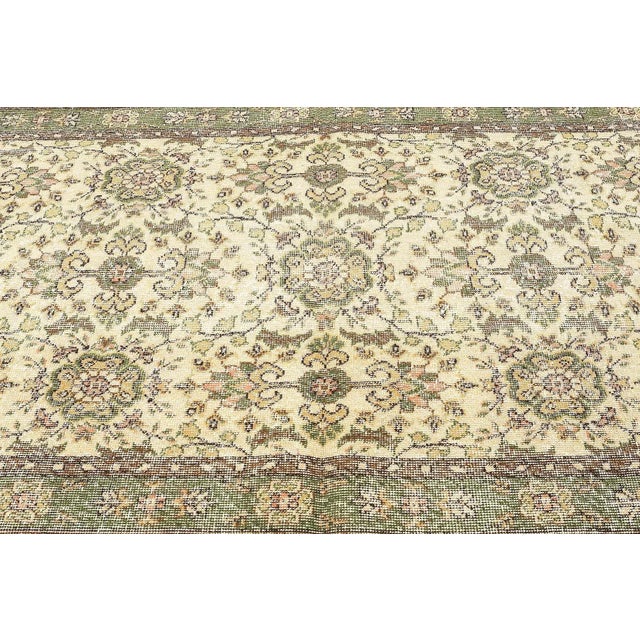 Mid 20th Century Vintage Floral Turkish Oushak Rug For Sale - Image 4 of 7