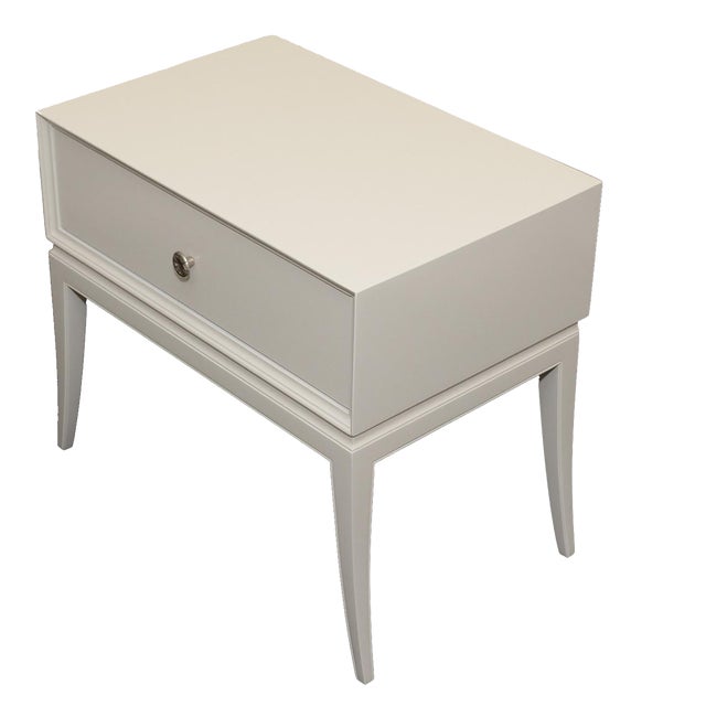 Tommi Parzinger for Charak White Lacquered Bedside Table For Sale