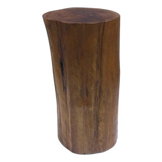 Pedestal Side Drinks Table, Natural Wood Trunk, Organic Modern Style For Sale