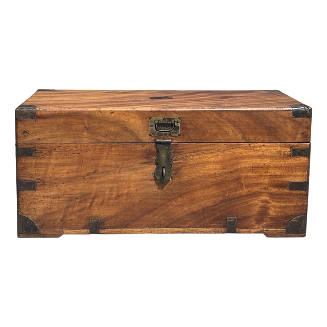 Fitted Interior Camphor Wood Campaign Trunk, 1860 For Sale