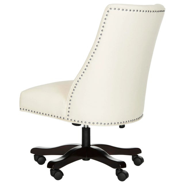 Studded Desk Chair in Cream For Sale - Image 4 of 9