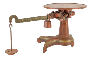 Early 20th Century Decorative Rustic Red and Gold Painted Fishtail Scale
