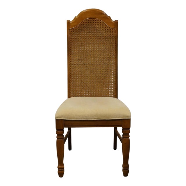 Singer Furniture Solid Pecan Italian Mediterranean Style Cane Back Dining Side Chair For Sale