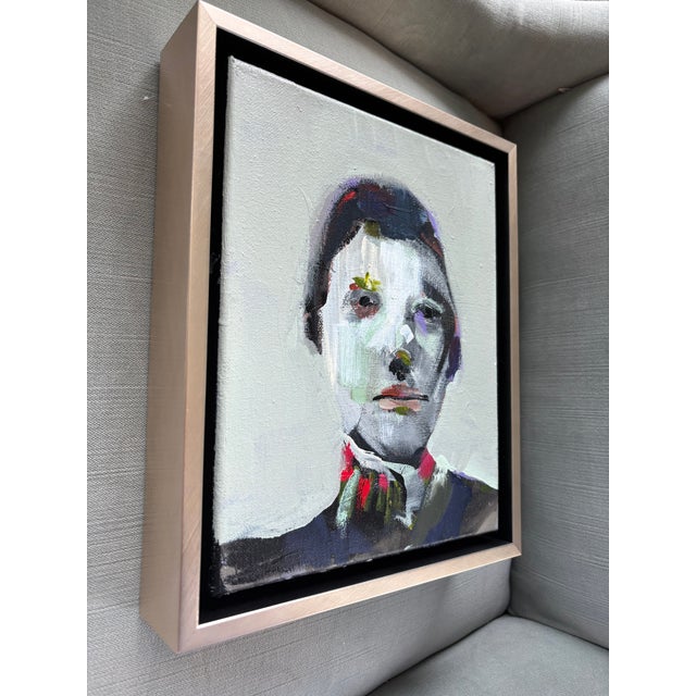 2025 Abstract Expressionist Oil Portrait of a Gentleman, Framed For Sale - Image 4 of 5