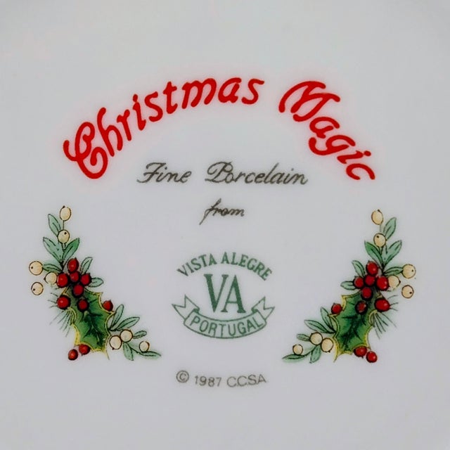 Vintage 1987 Vista Alegre Portugal “Christmas Magic” Porcelain Coasters, Set of 6 For Sale - Image 9 of 9