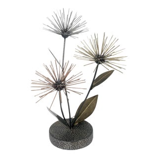 1980s Tri-Color Metal Thistle Tabletop Sculpture For Sale