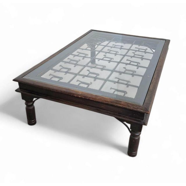 French Brutalist Forged Wrought Iron Coffee Table with Clear Glass Top and Shepherd, Dog and His Herd Decor, 1970s For Sale - Image 11 of 18