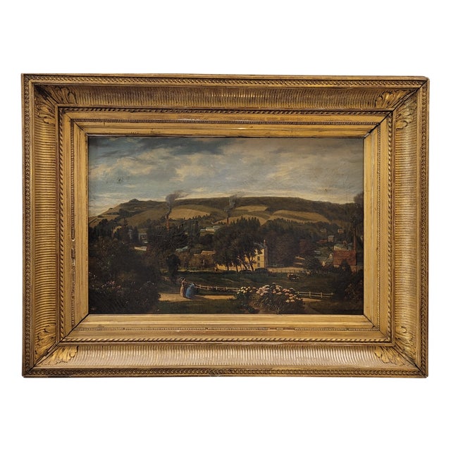 Narcisse Berchère, Landscape of Asnières-Sur-Seine, 1800s, Oil on Canvas, Framed For Sale