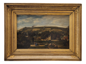 Narcisse Berchère, Landscape of Asnières-Sur-Seine, 1800s, Oil on Canvas, Framed