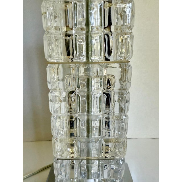 Here is a fabulous vintage Art Deco style table lamp featuring a tall, architectural design of three stacked blocks of...