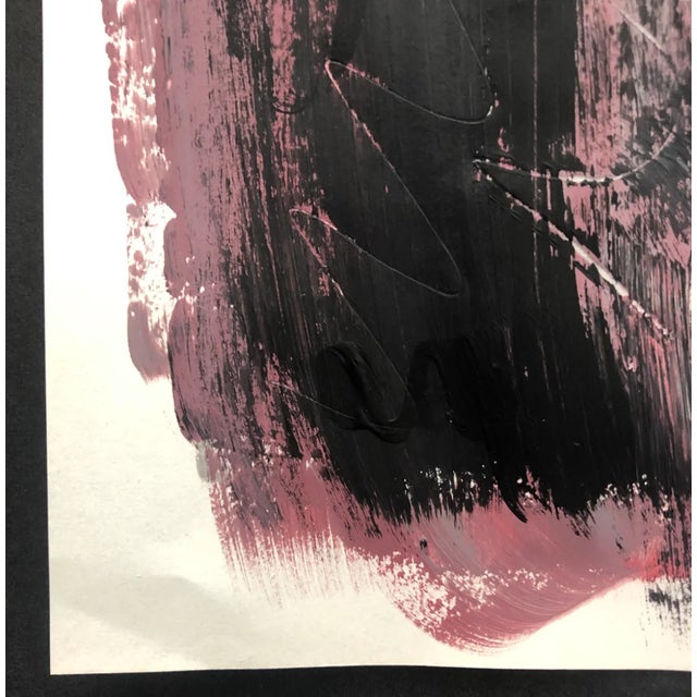 Modern abstract painting on paper with heavy impasto and sgraffito. Unsigned.